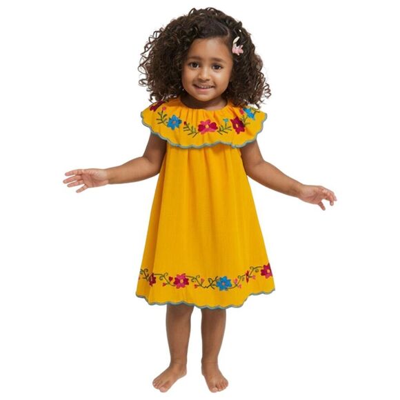 Orange Embroidered Mexican Dress Size 18-24 Months - Picture 1 of 7
